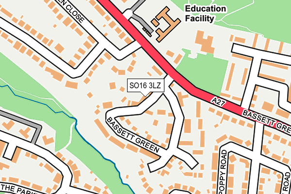 SO16 3LZ map - OS OpenMap – Local (Ordnance Survey)