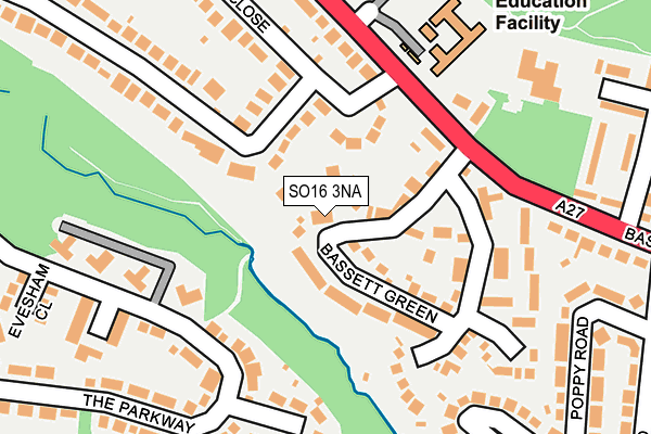 SO16 3NA map - OS OpenMap – Local (Ordnance Survey)