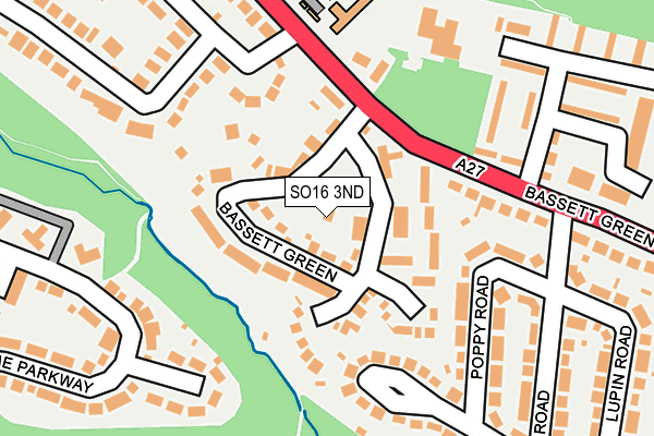 SO16 3ND map - OS OpenMap – Local (Ordnance Survey)