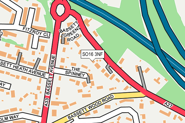 SO16 3NF map - OS OpenMap – Local (Ordnance Survey)