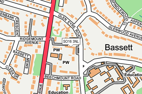 SO16 3NL map - OS OpenMap – Local (Ordnance Survey)