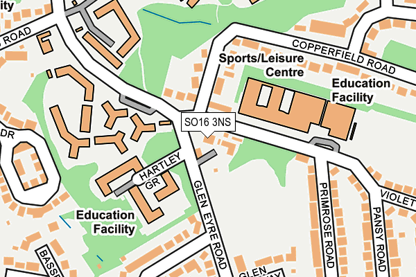 SO16 3NS map - OS OpenMap – Local (Ordnance Survey)