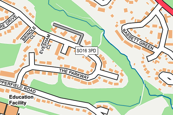 SO16 3PD map - OS OpenMap – Local (Ordnance Survey)