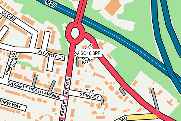 SO16 3PF map - OS OpenMap – Local (Ordnance Survey)