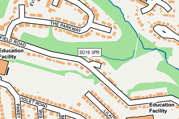 SO16 3PR map - OS OpenMap – Local (Ordnance Survey)