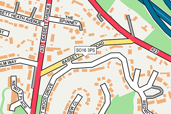 SO16 3PS map - OS OpenMap – Local (Ordnance Survey)