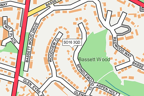 SO16 3QD map - OS OpenMap – Local (Ordnance Survey)