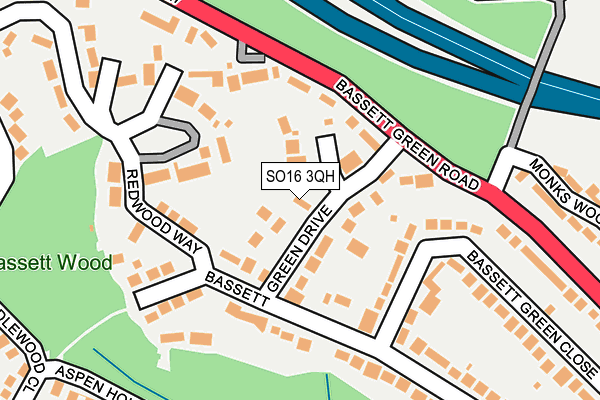 SO16 3QH map - OS OpenMap – Local (Ordnance Survey)