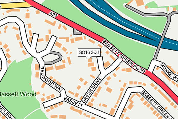 SO16 3QJ map - OS OpenMap – Local (Ordnance Survey)