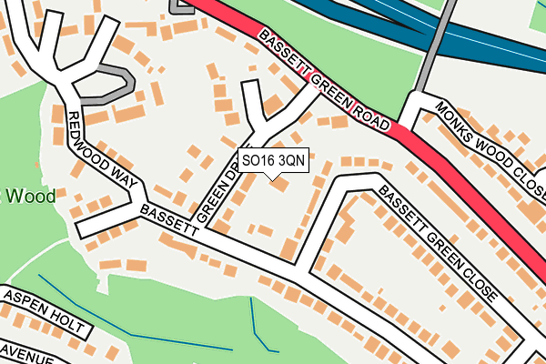 SO16 3QN map - OS OpenMap – Local (Ordnance Survey)
