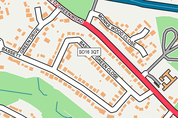 SO16 3QT map - OS OpenMap – Local (Ordnance Survey)