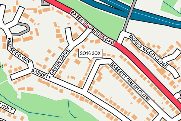 SO16 3QX map - OS OpenMap – Local (Ordnance Survey)