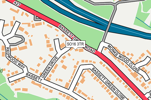 SO16 3TR map - OS OpenMap – Local (Ordnance Survey)