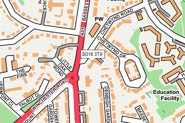 SO16 3TX map - OS OpenMap – Local (Ordnance Survey)