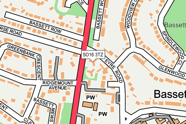 SO16 3TZ map - OS OpenMap – Local (Ordnance Survey)