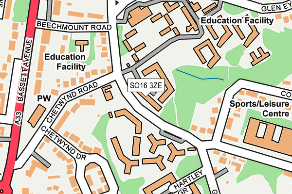 SO16 3ZE map - OS OpenMap – Local (Ordnance Survey)