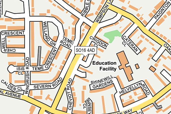 SO16 4AD map - OS OpenMap – Local (Ordnance Survey)