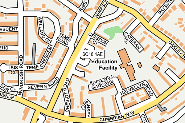 SO16 4AE map - OS OpenMap – Local (Ordnance Survey)