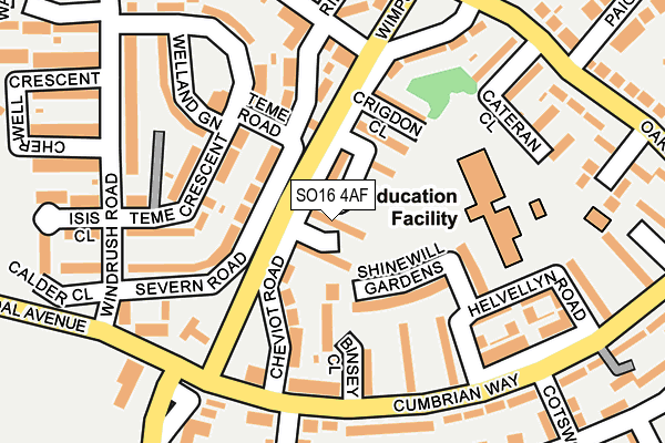 SO16 4AF map - OS OpenMap – Local (Ordnance Survey)