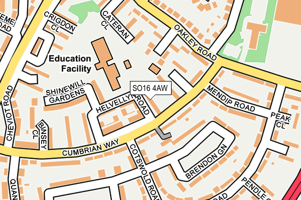 SO16 4AW map - OS OpenMap – Local (Ordnance Survey)