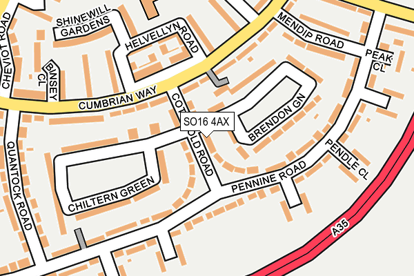 SO16 4AX map - OS OpenMap – Local (Ordnance Survey)