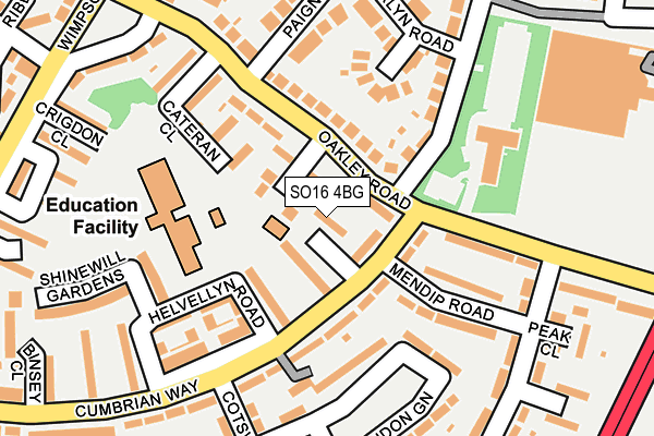 SO16 4BG map - OS OpenMap – Local (Ordnance Survey)