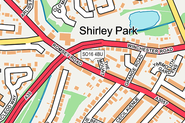 SO16 4BU map - OS OpenMap – Local (Ordnance Survey)