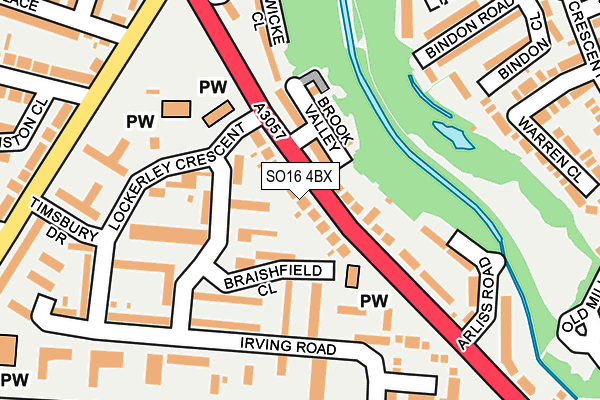 SO16 4BX map - OS OpenMap – Local (Ordnance Survey)