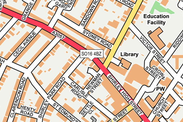 SO16 4BZ map - OS OpenMap – Local (Ordnance Survey)