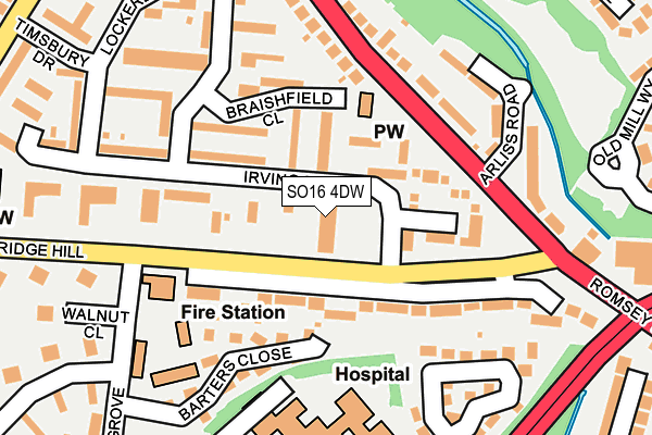 SO16 4DW map - OS OpenMap – Local (Ordnance Survey)
