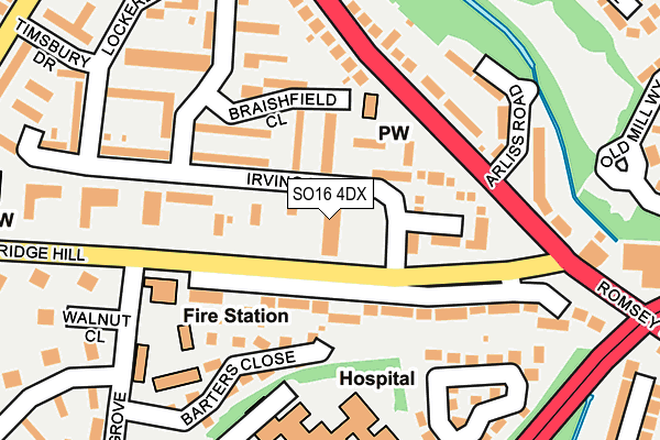 SO16 4DX map - OS OpenMap – Local (Ordnance Survey)