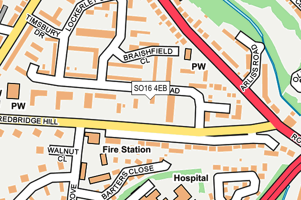 SO16 4EB map - OS OpenMap – Local (Ordnance Survey)