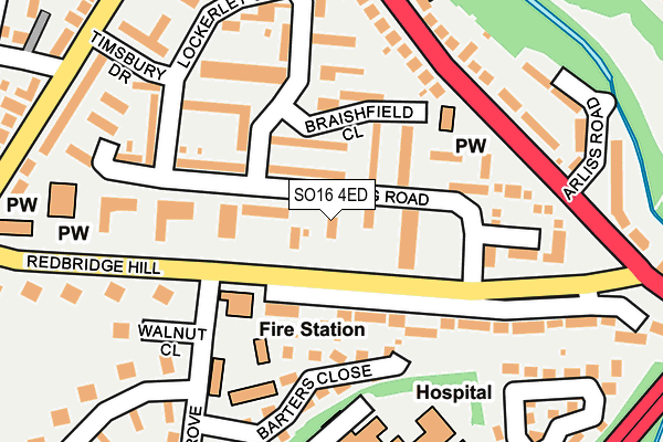 SO16 4ED map - OS OpenMap – Local (Ordnance Survey)