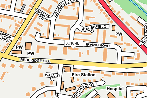 SO16 4EF map - OS OpenMap – Local (Ordnance Survey)