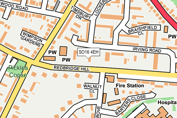 SO16 4EH map - OS OpenMap – Local (Ordnance Survey)