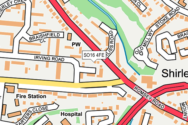 SO16 4FE map - OS OpenMap – Local (Ordnance Survey)