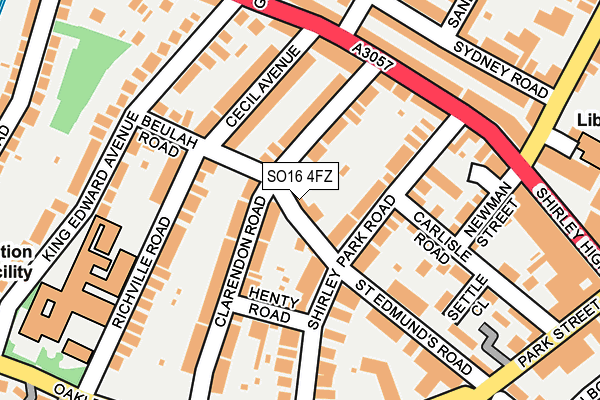 SO16 4FZ map - OS OpenMap – Local (Ordnance Survey)