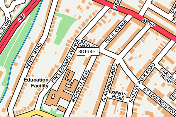 SO16 4GJ map - OS OpenMap – Local (Ordnance Survey)