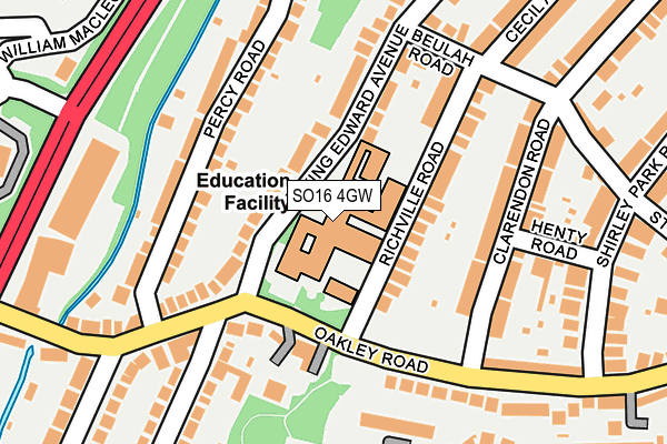 SO16 4GW map - OS OpenMap – Local (Ordnance Survey)