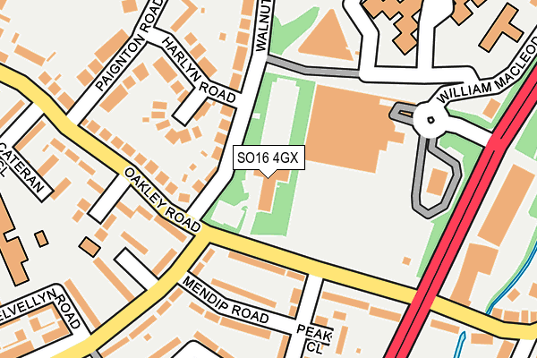 SO16 4GX map - OS OpenMap – Local (Ordnance Survey)