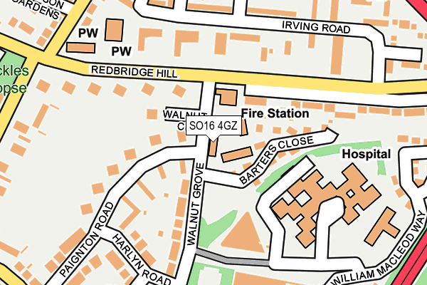 SO16 4GZ map - OS OpenMap – Local (Ordnance Survey)