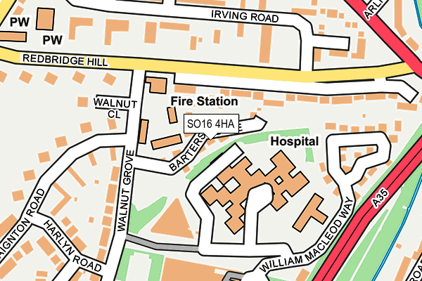 SO16 4HA map - OS OpenMap – Local (Ordnance Survey)