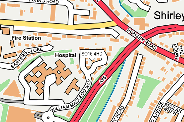 SO16 4HD map - OS OpenMap – Local (Ordnance Survey)