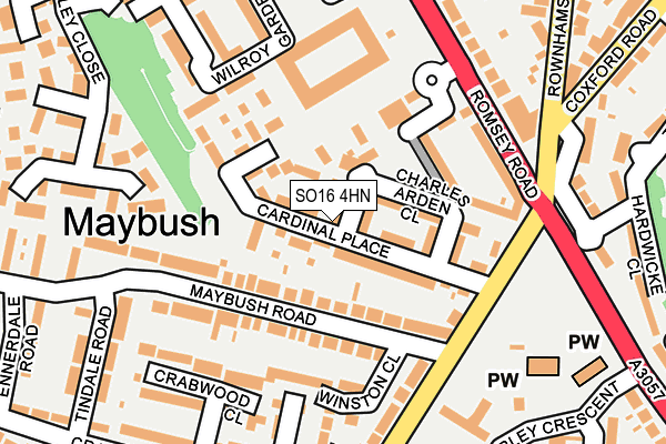 SO16 4HN map - OS OpenMap – Local (Ordnance Survey)