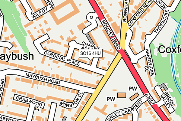 SO16 4HU map - OS OpenMap – Local (Ordnance Survey)