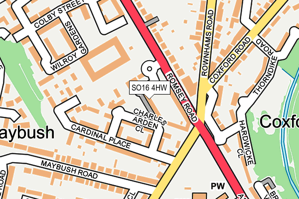 SO16 4HW map - OS OpenMap – Local (Ordnance Survey)