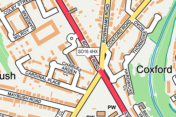 SO16 4HX map - OS OpenMap – Local (Ordnance Survey)