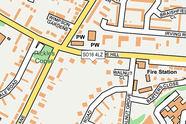 SO16 4LZ map - OS OpenMap – Local (Ordnance Survey)