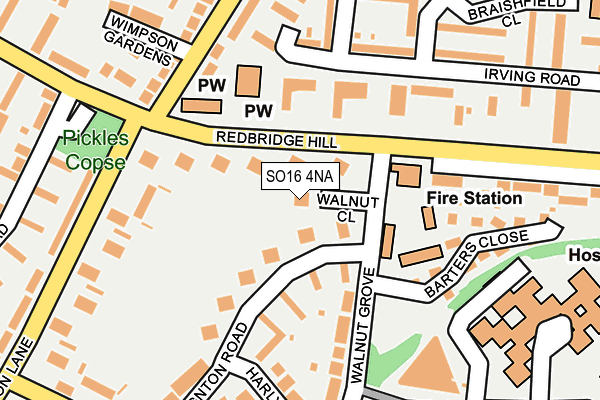 SO16 4NA map - OS OpenMap – Local (Ordnance Survey)