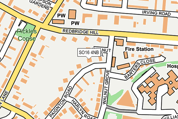 SO16 4NB map - OS OpenMap – Local (Ordnance Survey)